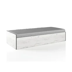 Letto singolo 90x200cm contenitore bianco rustico grigio Zadar