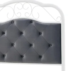 Letto singolo 90x200cm grigio moderno con testiera bianco Geki