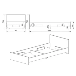 Letto singolo 90x200cm moderno noce Marco