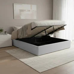 Letto sommier matrimoniale contenitore 160x200 cm con rete grigio Winny