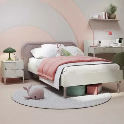 Letto una piazza e mezza 120x200cm con rete beige cashmere tortora Rita