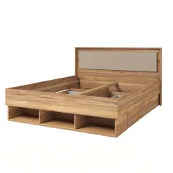 Letto 140x200cm alla francese con cassettoni rovere tortora Lise