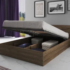 Letto 140x200cm alla francese contenitore noce Camilla Gihome®