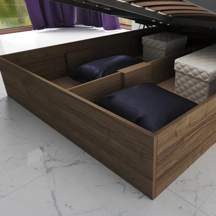 Letto 140x200cm alla francese contenitore noce Camilla Gihome®