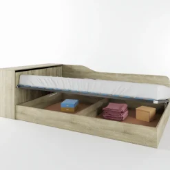 Letto 120x190cm contenitore una piazza e mezza con comò rovere sonoma Joel