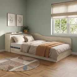 Letto 120x190cm contenitore una piazza e mezza con comò rovere sonoma Joel