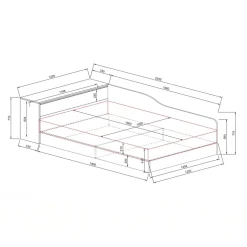 Letto 120x190cm contenitore una piazza e mezza con comò rovere sonoma Joel