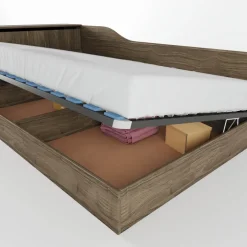 Letto 120x190cm contenitore una piazza e mezza con comò noce Joel