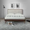 Letto 160x195cm matrimoniale imbottito moderno noce capitonnè Rifon