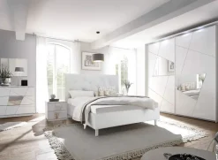 Letto 160x195cm matrimoniale imbottito bianco laccato opaco Olimpo