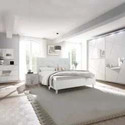 Letto 160x195cm matrimoniale imbottito bianco laccato opaco Olimpo
