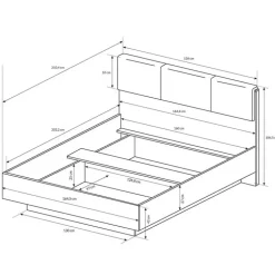 Letto 160x200cm matrimoniale moderno bianco rovere Noa