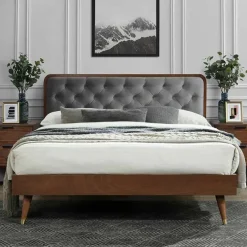 Letto 160x200cm matrimoniale moderno noce grigio Assid