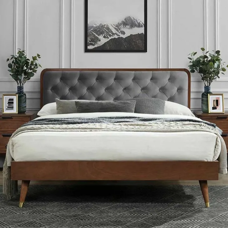 Letto 160x200cm matrimoniale moderno noce grigio Assid