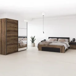 Letto 180x200cm matrimoniale oversize contenitore rovere nero opaco Lisbona Gihome®