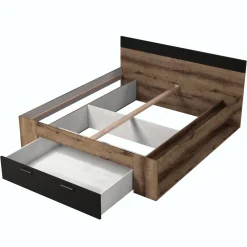 Letto 180x200cm matrimoniale oversize contenitore rovere nero opaco Lisbona Gihome®
