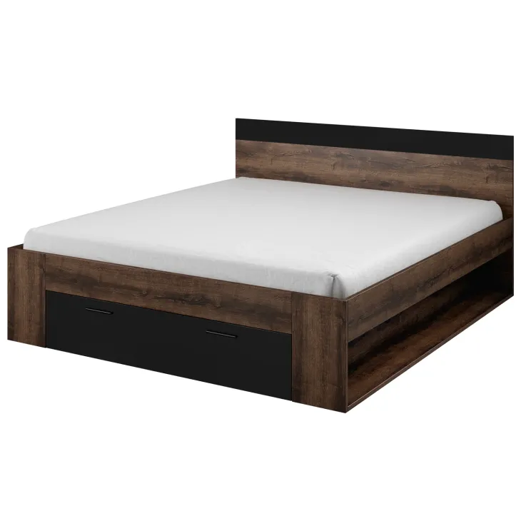 Letto 180x200cm matrimoniale oversize contenitore rovere nero opaco Lisbona Gihome®