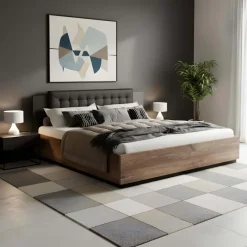 Letto 180x200cm matrimoniale oversize noce nero Vulcano