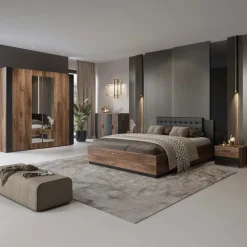 Letto 180x200cm matrimoniale oversize noce nero Vulcano