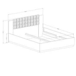 Letto 160x200cm matrimoniale rovere scuro nero Vulcano