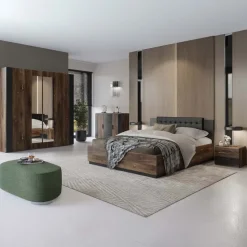 Letto 160x200cm matrimoniale rovere scuro nero Vulcano
