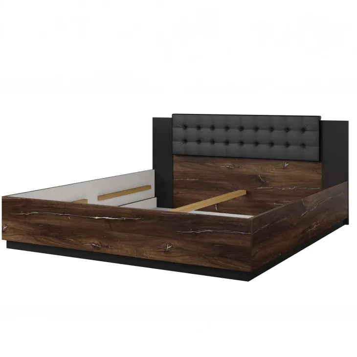 Letto 180x200cm oversize matrimoniale rovere scuro nero Vulcano