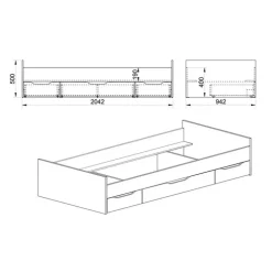 Letto 90x200cm singolo con cassetti estraibili noce Nicola