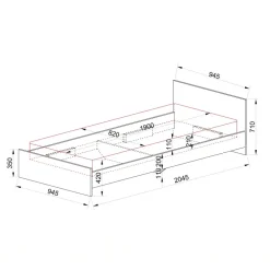 Letto 90x200cm singolo moderno rovere bianco lucido Marco Gihome®