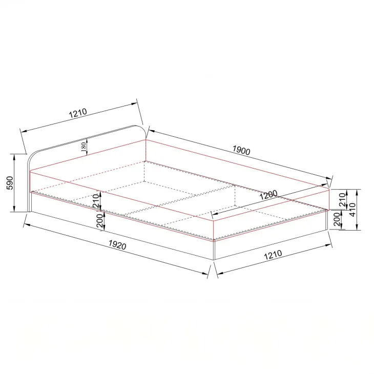 Letto 120x190cm una piazza e mezza contenitore rovere sonoma Carducci
