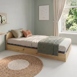 Letto 120x190cm una piazza e mezza contenitore rovere rustico Carducci