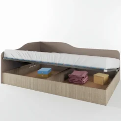 Letto 120x190cm una piazza e mezza contenitore rovere scuro marrone Alex Gihome®
