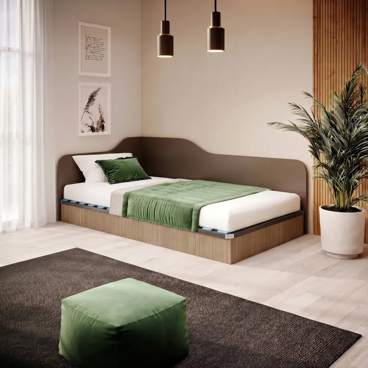 Letto 120x190cm una piazza e mezza contenitore rovere scuro marrone Alex Gihome®