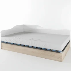 Letto 120x190cm una piazza e mezza contenitore rovere bianco lucido Alex Gihome®