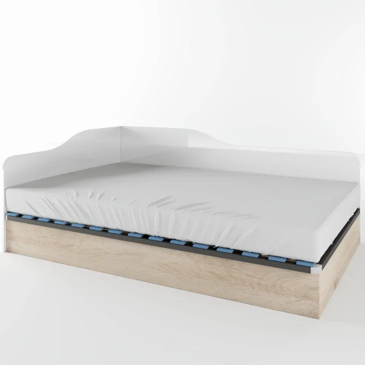 Letto 120x190cm una piazza e mezza contenitore rovere bianco lucido Alex Gihome®