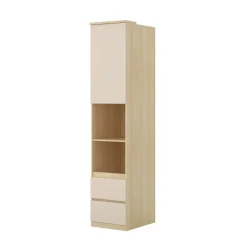 Libreria a colonna 45x215h cm 1 anta 2 ripiani 2 cassetti beige cashmere rovere Elvira