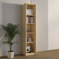 Libreria a colonna 45x215h cm con 5 vani rovere Elvira
