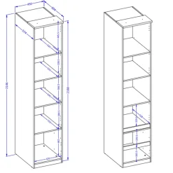 Libreria a colonna 45x215h cm 4 ripiani rovere Elvira