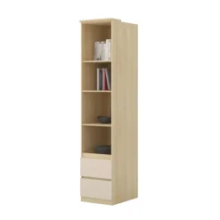 Libreria a colonna 45x215h cm 4 ripiani 2 cassetti beige cashmere rovere Elvira