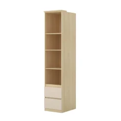 Libreria a colonna 45x215h cm 4 ripiani 2 cassetti beige cashmere rovere Elvira