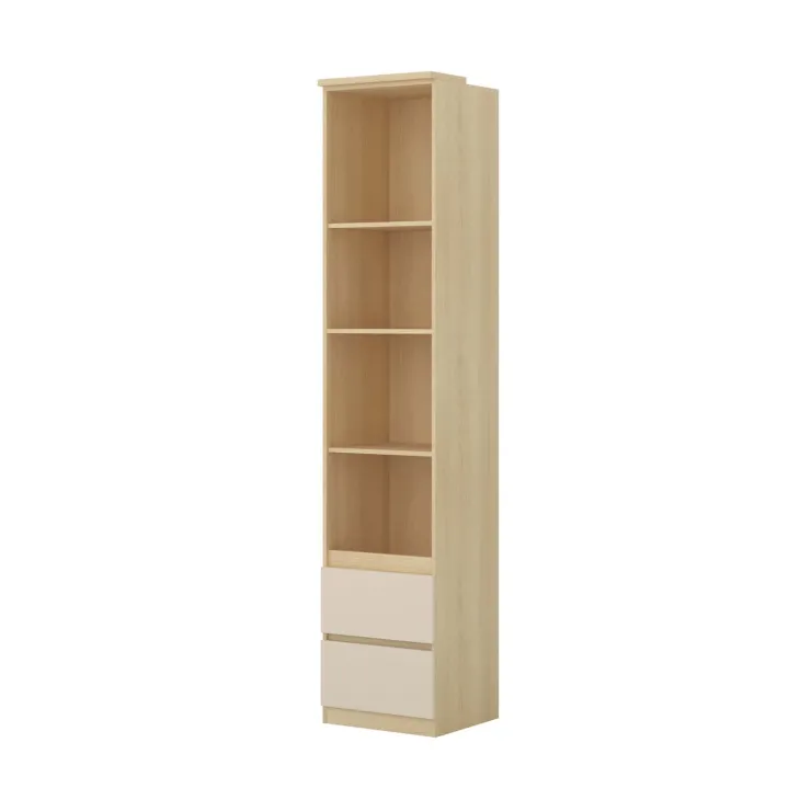 Libreria a colonna 45x215h cm 4 vani a vista 2 cassetti beige cashmere rovere Elvira