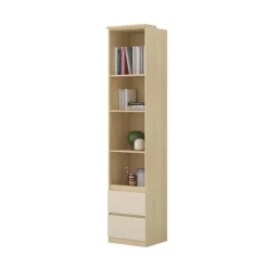 Libreria a colonna 45x215h cm 4 vani a vista 2 cassetti beige cashmere rovere Elvira
