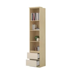 Libreria a colonna 45x215h cm 4 vani a vista 2 cassetti beige cashmere rovere Elvira