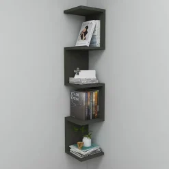Libreria angolare mensola da parete 22x111h cm con 5 ripiani antracite Reale