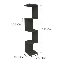 Libreria angolare mensola da parete 22x111h cm con 5 ripiani antracite Reale