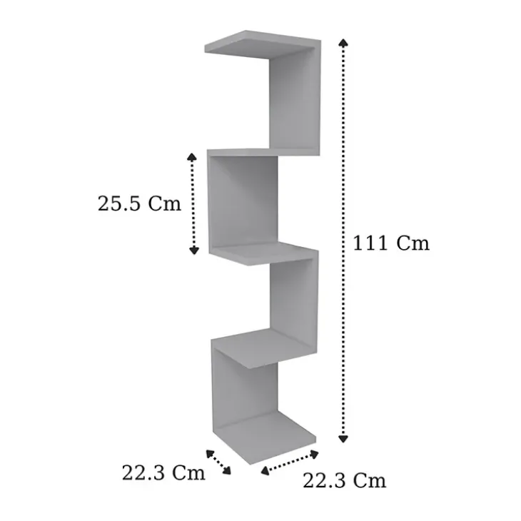 Libreria angolare mensola da parete 22x111h cm con ripiani bianco Reale