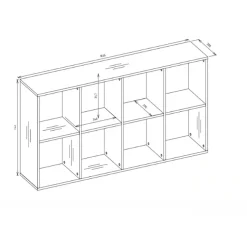 Libreria a parete 147x75h cm 8 vani a giorno bianco Giove
