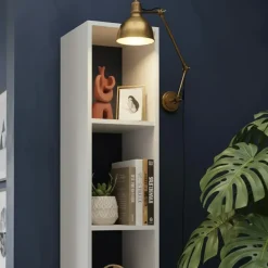 Libreria colonna 28x186h cm con 4 ripiani bianco lucido Sunset