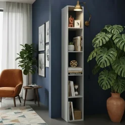 Libreria colonna 28x186h cm con 4 ripiani grigio chiaro Sunset