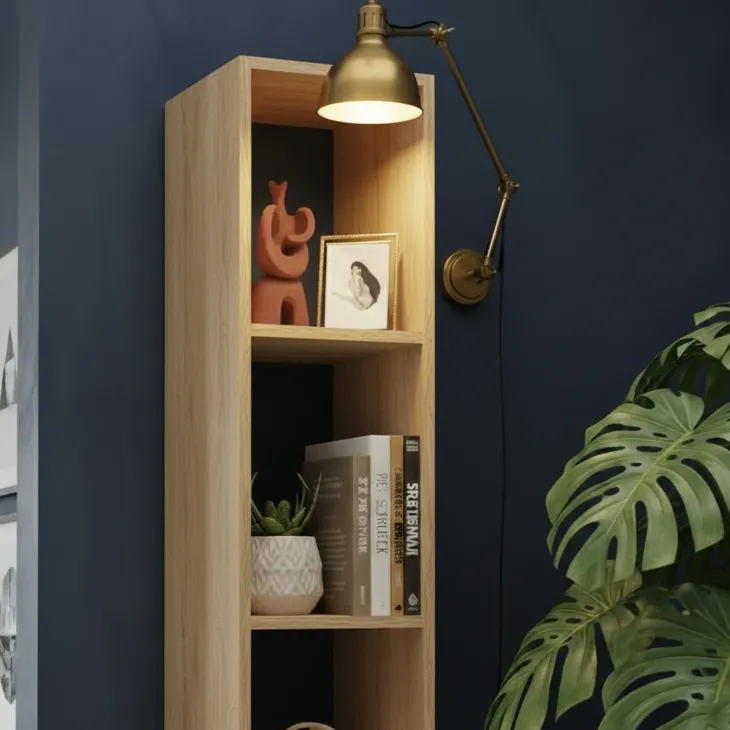 Libreria colonna 28x186h cm con 4 ripiani rovere chiaro Sunset