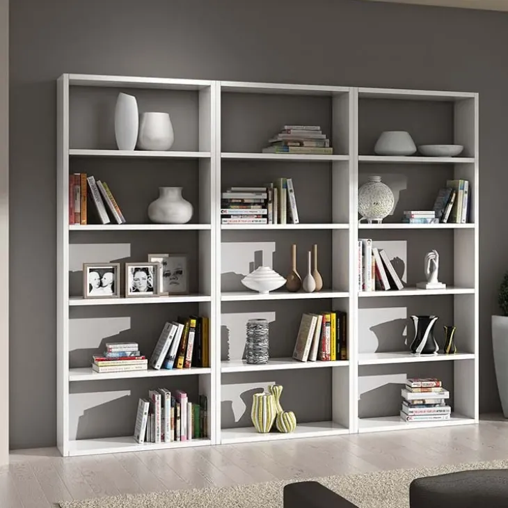 Libreria componibile 267x218h cm moderna bianco frassinato Kubic 03